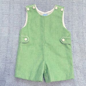 Bella Bliss Green Herringbone Tweed Jon Jon Romper